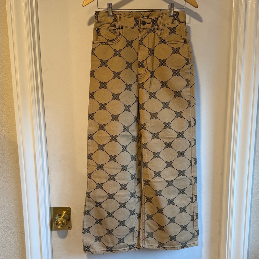 BDG High & Wide Jean in Tennis Racket Print Size 27 Urban Outfitters Exclusive